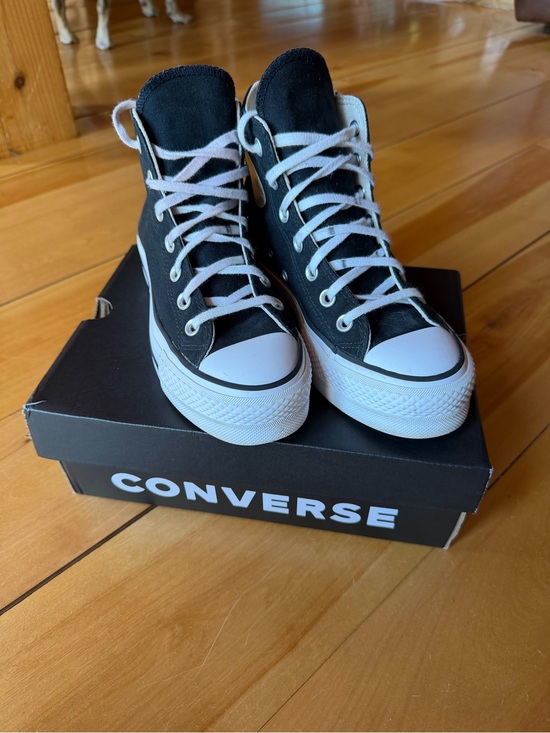 Converse Other - Converse Kids Black and White High-Top Canvas Sneakers